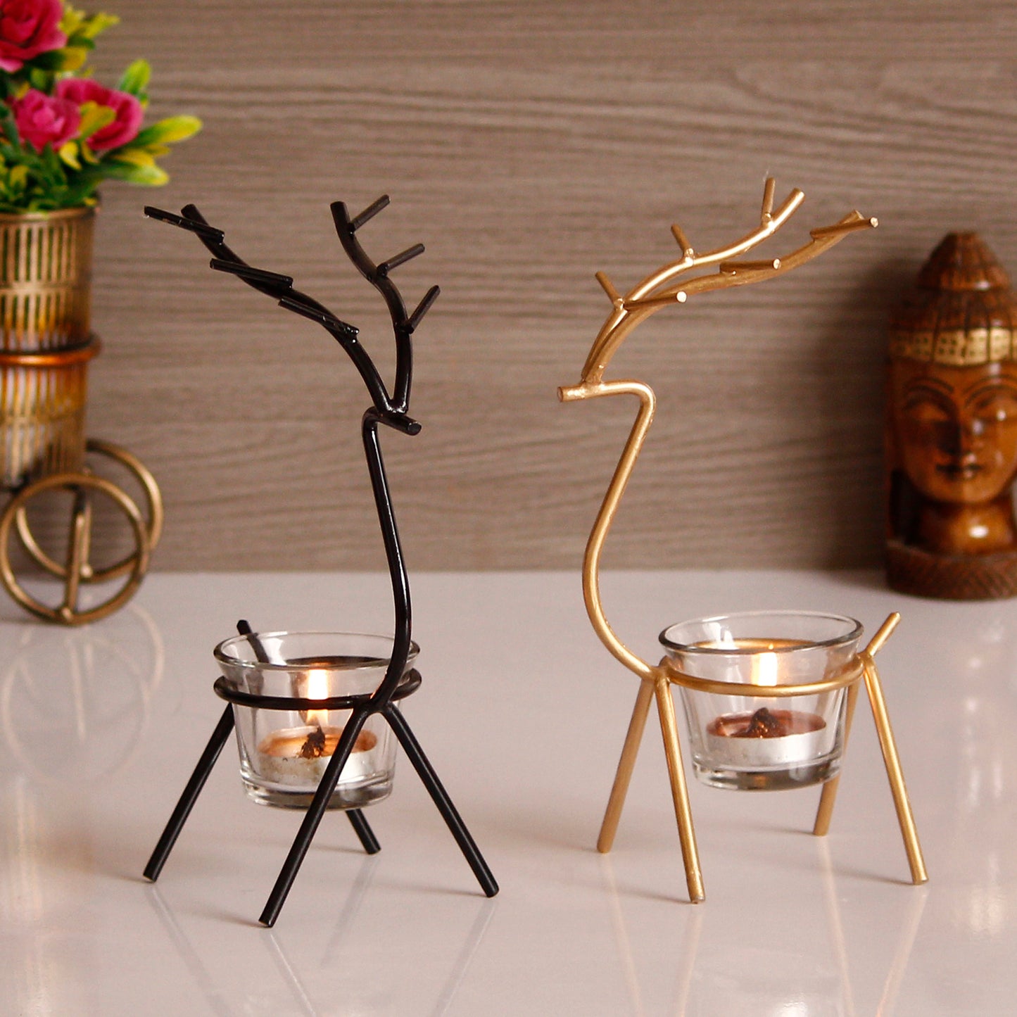 AntlerAura Metal Candle Holders