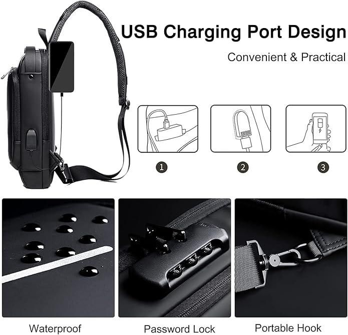 SecureCharge Anti-Theft Sling Bag